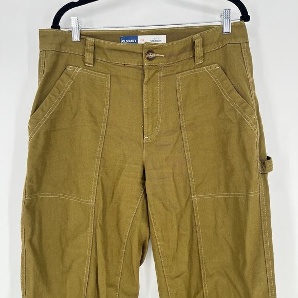 Old Navy High Rise Straight Leg Utility Pants Olive Green Women's 12 - Picture 3 of 9
